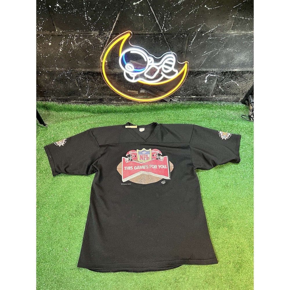 Vintage‎ Super Bowl Jersey Mens XL Black Budweiser Football XXIX 1995 49ers